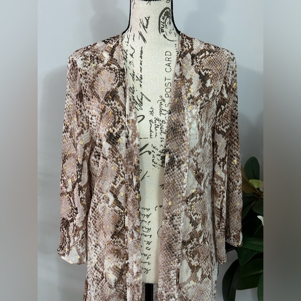 πβ¨ Metallic Snakeskin Open Front Kimono - Picture 3 of 13